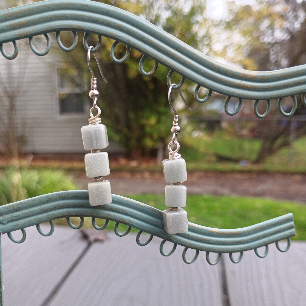 Elegant Gray Cube Earrings